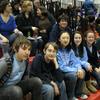 Pre-tournament meeting in gym: Ben Felstein, Jonathan Leidenheimer, Bobbie Sheng, Anna Tursi, Kate Salamido